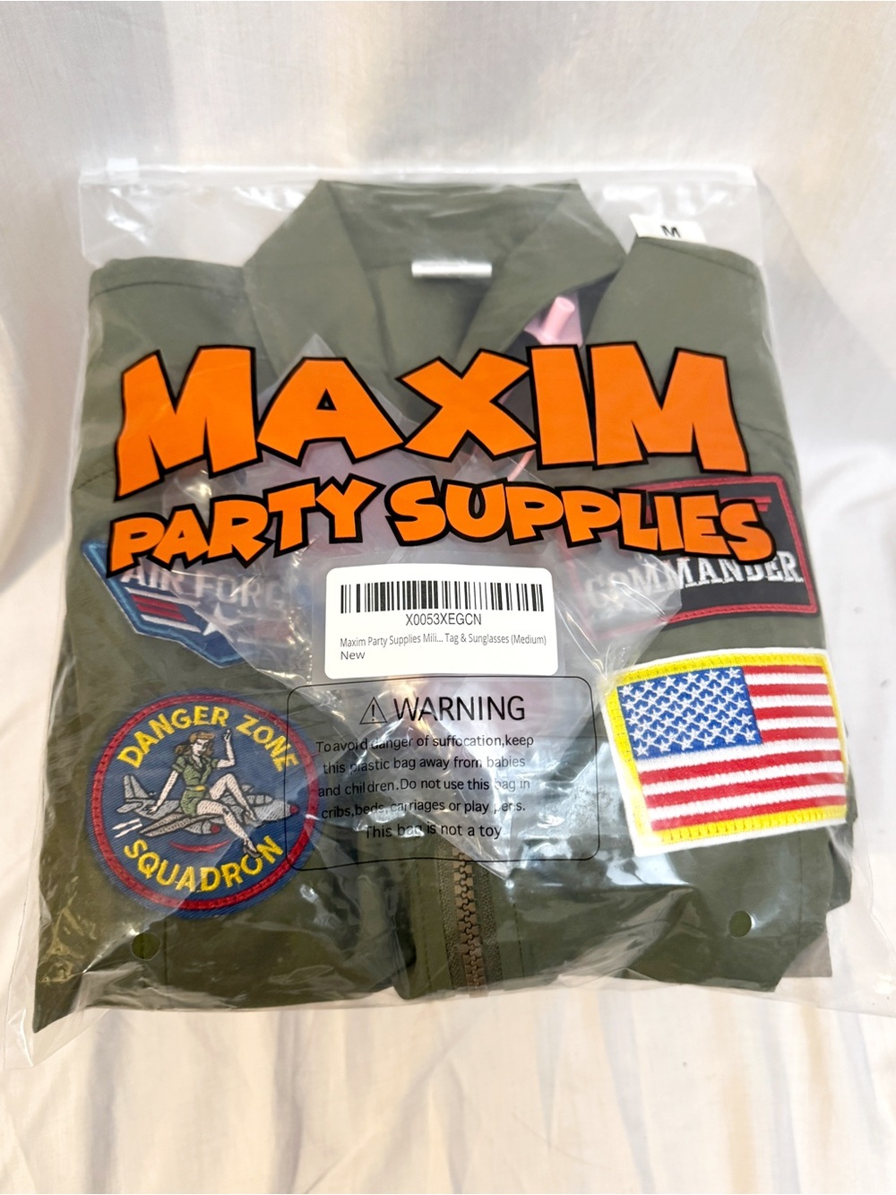 Maxima Olive Green Patch Flight Dress Costume - Picture 5 of 6